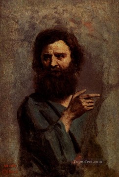  Corot Works - Corot Head Of Bearded Man plein air Romanticism Jean Baptiste Camille Corot